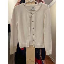 Girls Crown  Ivy Cardigan Sweater   Size 5   White with Rhinestone Buttons