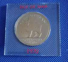 Manx Cat 1970 uncirculated crown Isle of Man in case