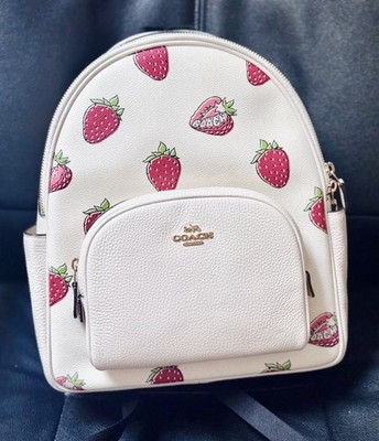 Coach Court Backpack with Strawberry Print Gold/Chalk Multi CAS94 NWT