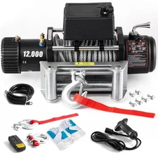 12000LBS Electric Winch 12V 85FT Steel Cable Truck Trailer Towing Off-Road 4WD