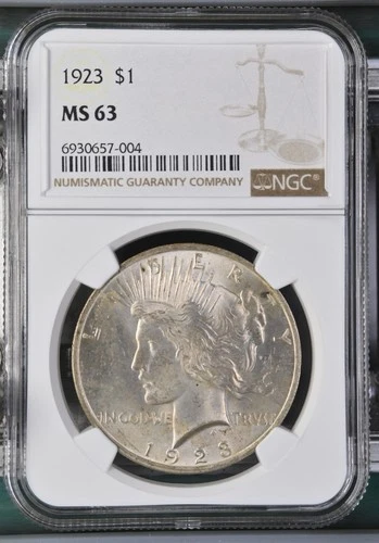 1923 $1 PEACE Dollar NGC Graded MS 63