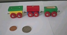 Vintage All Wood Train With 3 Individual Cars From Germany