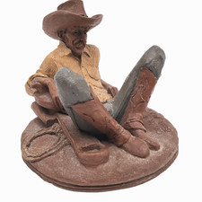 Vintage 1987 Signed Tom Clark Chuck Cowboy Figurine Western Man Cave Cabin Decor