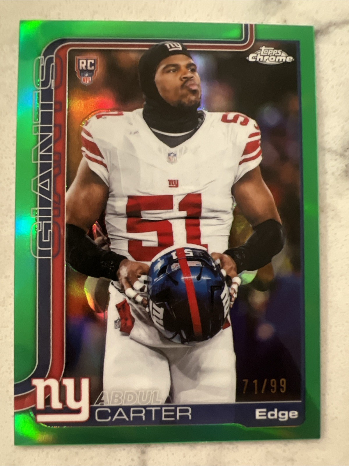 2025 Topps Chrome Abdul Carter Rookie Image Variation True Green Refractor #/99
