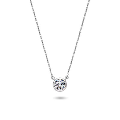Lab Grown Diamond Bezel-Set Solitär Anhänger in 14K Weißgold (1 ct. tw.)