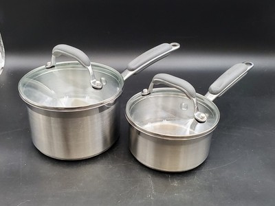 Kitchen Aid 1 & 2 QT Saucepans, 18/10 Stainless Steel, Impact Bonded, w/ Lids