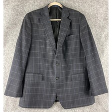Stafford Year Round Blazer Sport Coat Mens 42R Blue Plaid Classic Fit Travel