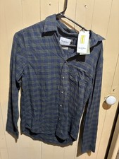 NWT Goodfellow  Co. Green Blue Mens Plaid Long Sleeve Shirt - Size S