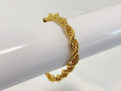 14K Yellow Gold 7.5mm Diamond Cut Rope Chain Bracelet Mens Women
