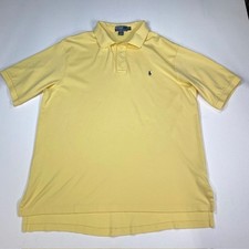 Polo Ralph Lauren Mens XLT Tall Yellow Short Sleeve Cotton Polo Shirt Navy Pony