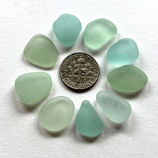 Surf Tumbled Sea Glass Jewelry Quality 9 Lgt Green Aqua Smaller Scale
