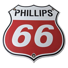 Vintage Porcelain Sign - Phillips 66 Gas Pump Service Station Sign