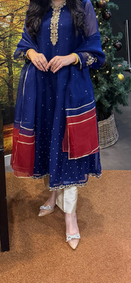 agha noor blue dress Agha Noor Online Pakistani Dress - Chiffon Hand Embroidered main image 0