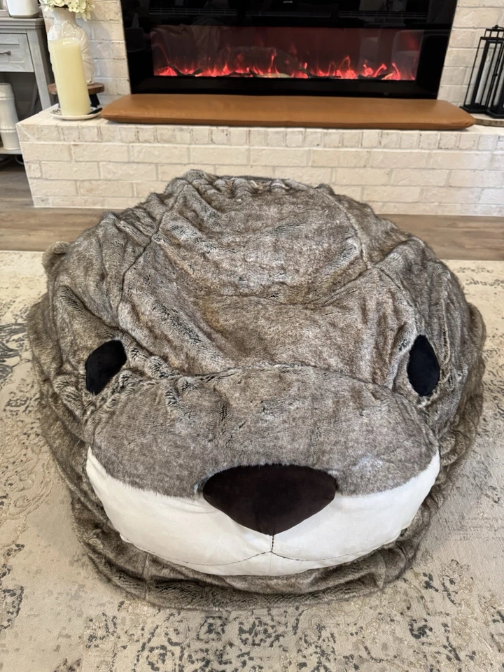 Pottery Barn Teen Otter Critter Faux Fur Beanbag SlipCover 3D Large NWT - Image 2 of 4