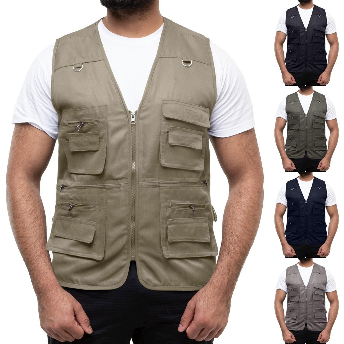 Gilet Multitasche Mimetico Uomo - 11 Tasche Per Caccia, Pesca E Outdoor Giacca Utility 11 Tasche - Foto 10