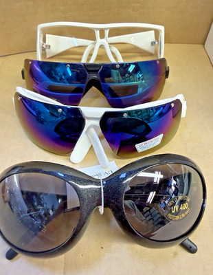 Oversized Lot 4 80's Vtg SPORTY SKI WRAP AROUND SUN GLASSES UNUSED Lot 32