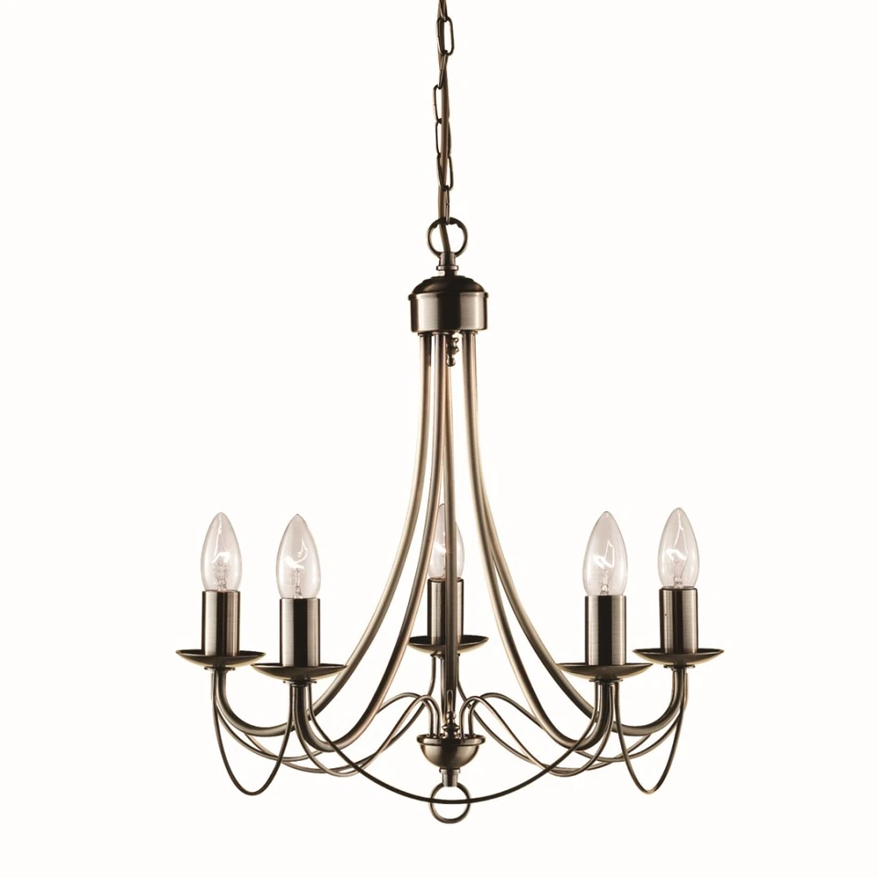 Élégante Suspension En Laiton Antique Plafond 5FL Éclairage Lampe Lustre - Photo 1/1