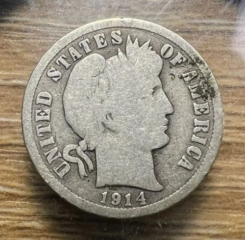 1914-P Barber Dime - Actual Coin Shown - Free Shipping & Tracking INV#180