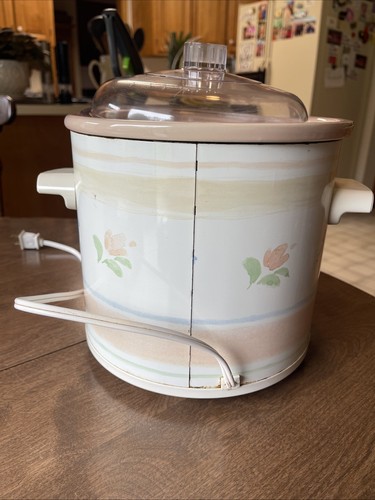 VTG Rival 3.5 Qt Crock Pot Slow Cooker Model 3100/2 Floral - TESTED & WORKS - Picture 3 of 8