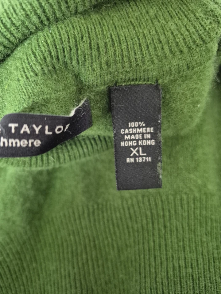 Suéter de cuello alto de cachemir de dos capas para mujer Lord & Taylor talla XL verde Foto 4 de 4