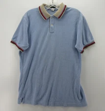 VINTAGE Abraham & Straus Polo Shirt Men Large Blue Terry Cloth 70s 80s Preppy *