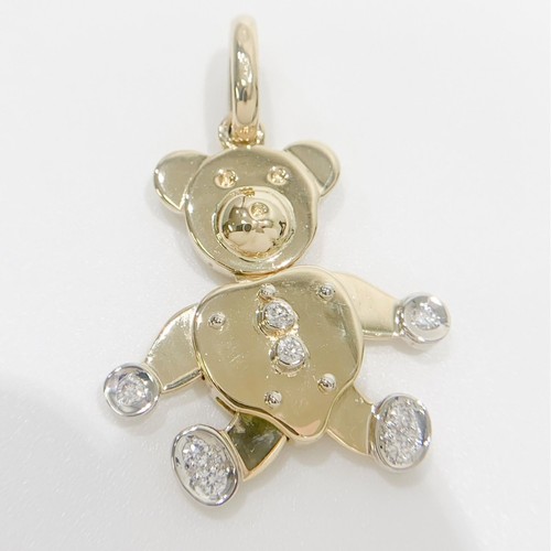 Pomellato Orsetto Diamond 18k Yellow White Gold Teddy Bear Pendant Charm 11.2g
