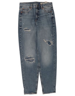 Marks & Spencer Damen Mom Tapered Jeans UK 10 Small W28 L30 Blau ZD04