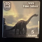 5 Gram 999 Silver Dinosaur Brontosaurus Pan Silver Company Limited # 1097of 3000