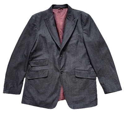 BANANA REPUBLIC Blazer Mens 44 Regular  Charcoal Denim Jeans Suit Sports Jacket
