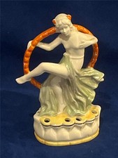 Vintage Art Deco DANCING GIRL Luster FLOWER FROG Germany - NICE 