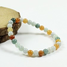 Bracelet perles 6 mm jadéite naturelle A JADE certifié glacé multicolore j8361