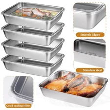 5 pcs Stainless Steel Food Storage Containers with Lids Leakproof, Stackable