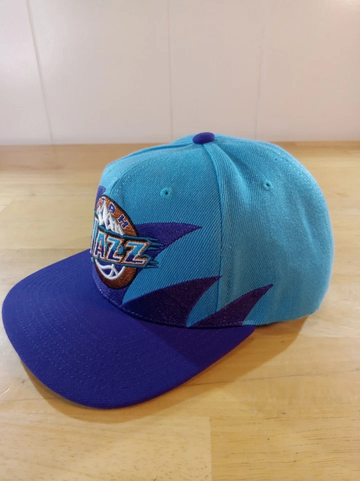 Mitchell&Ness Retro Utah Jazz Sharktooth Teal Purple Adjustable Snapback Hat New - Image 2 of 4