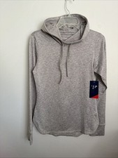 Reebok Slim Fired Up Vector Women's S Heather Gray Thumb Hole Sleeve Hoodie NWT