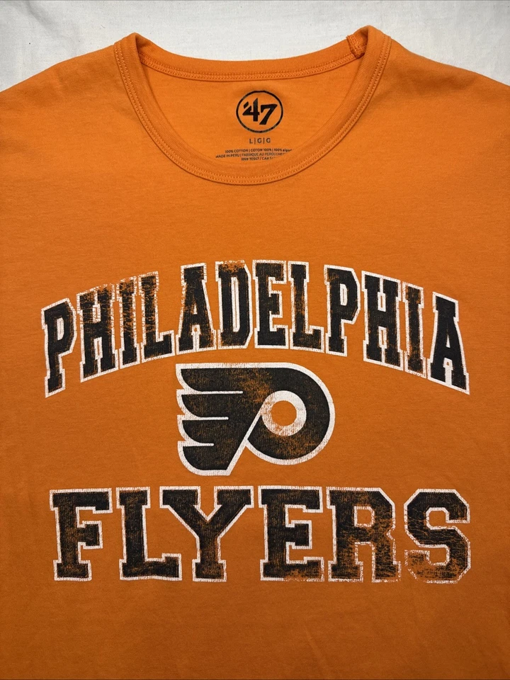 '47 Brand Philadelphia Flyers T-Shirt Men’s Large Orange Union Arch Franklin - Image 3 of 4