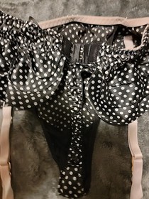 Victoria's Secret Sexy Little Things Polka Dot Bra & Garter Thong Set 36C/L