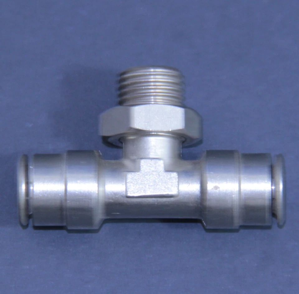4x Camozzi Push-to-Connect Run Tee – 1/4" OD Tube x 1/8" MPT Male SWIVEL Used - Image 3 of 3