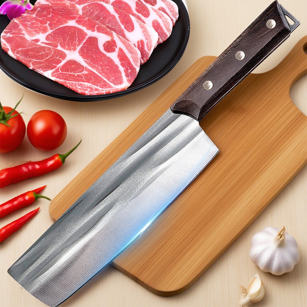 Cuchillo de cocina Nakiri mango de madera hoja de acero inoxidable cuchillo de cocina japonés hoja 17 cm