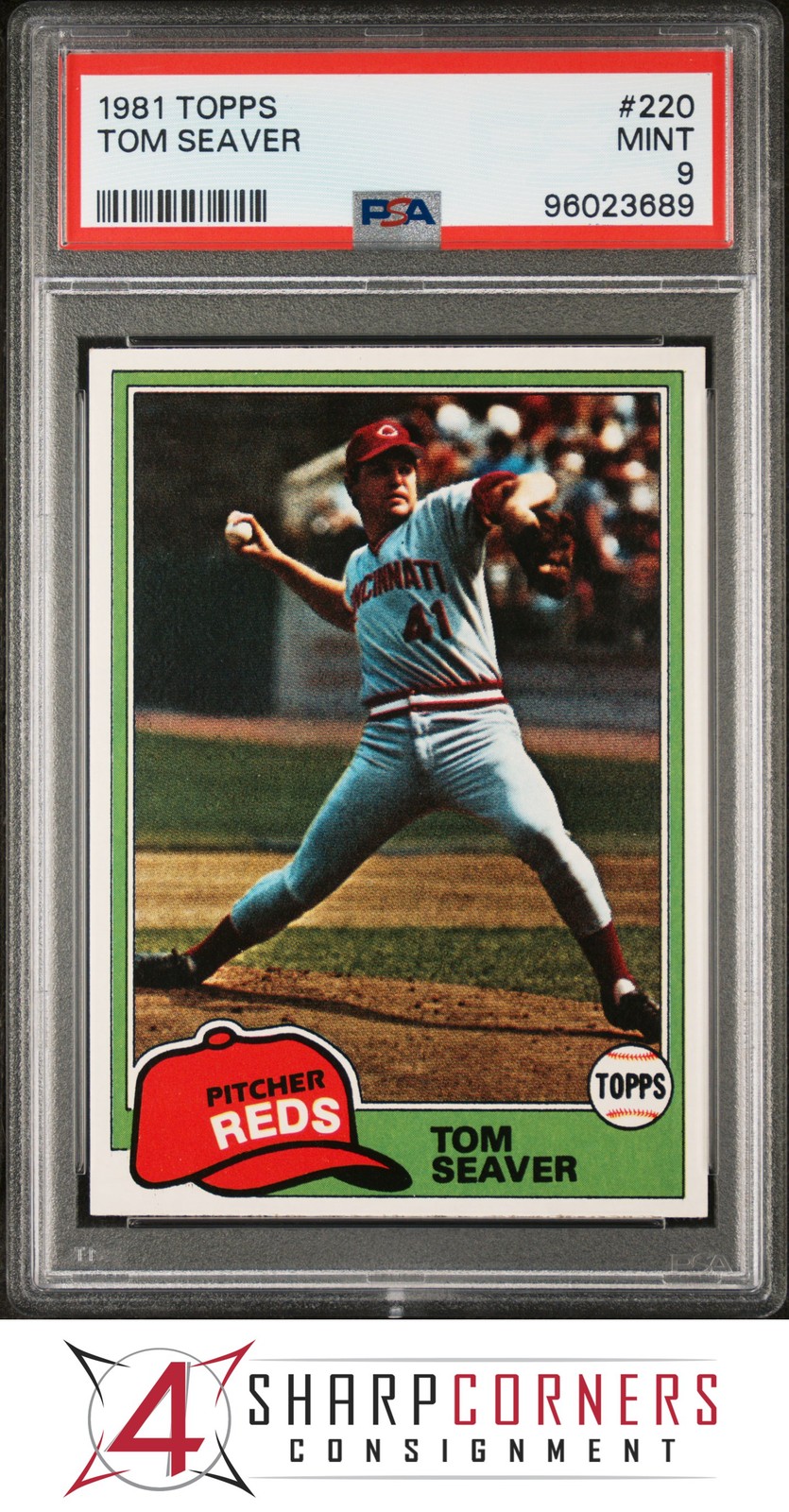 1981 TOPPS #220 TOM SEAVER REDS HOF PSA 9