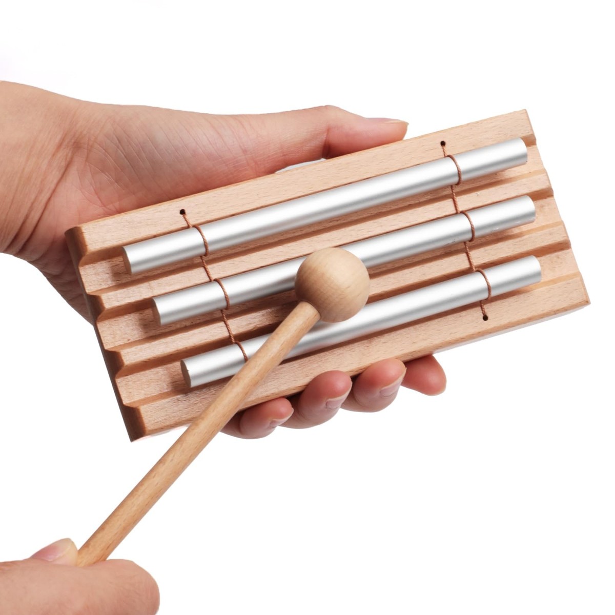 3-Tone Hand Chime with Mallet - Handheld Percussion Instrument