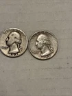 TWO 1943 U.S. Washington Silver Quarters