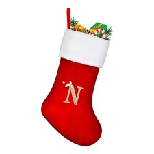 TOPWAYS Weihnachtsstrumpf 45 cm Rot mit Buchstabe N