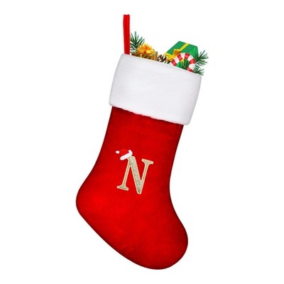 TOPWAYS Weihnachtsstrumpf 45 cm Rot mit Buchstabe N