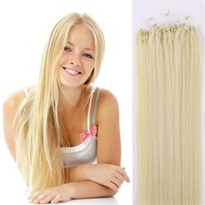 Micro Ring Loop Tip Human Hair Extensions Micro Beads Link Remy Hair Blonde 22in