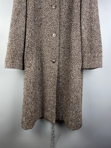 Vintage Aquascutum Womens Wool Tweed Knit Button Long Coat Size M / L - Picture 4 of 21