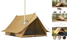  Camping Hot Tent Cabin Tent, Chalet 70 Pro Portable Wall Tent with Stove Jack 