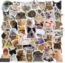 50 Pcs Cat Stickers,Funny Cat Meme,Waterproof Vinyl Stickers for Laptop Phone Gu