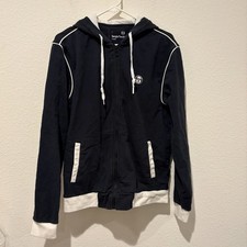 EUC Sergio Tacchini Men's Full-Zip Hoodie Jacket Size Large Navy Y2K Sample