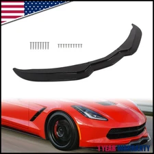 Front Bumper Lip Splitter Spoiler Gloss Black For 2014 -2019 Corvette C7 Stage 2