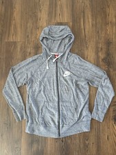 Nike Women's Gym Vintage Gray Full Zip-Up Hoodie, Lightweight, Size XL